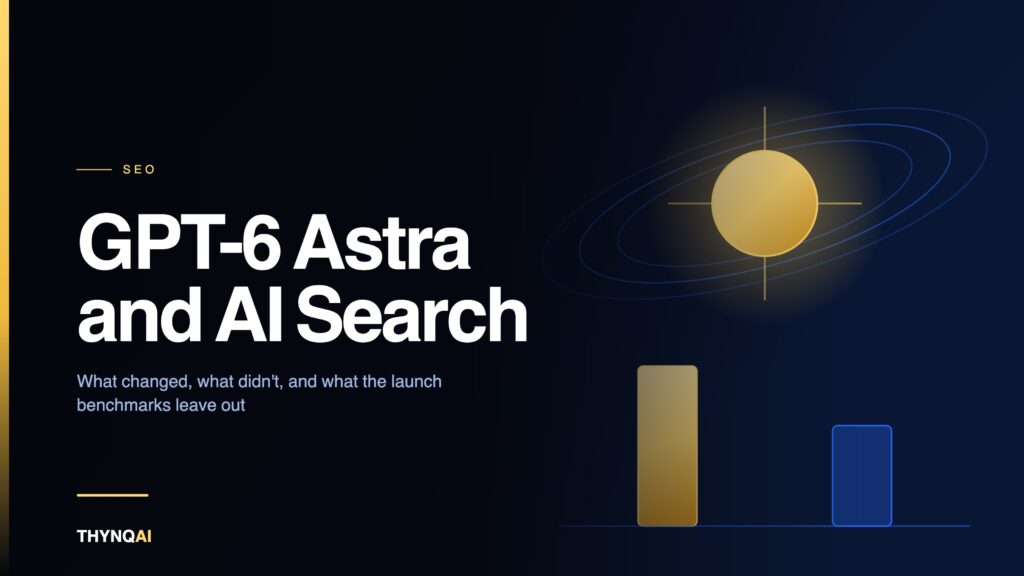A glowing gold orb ringed by orbital paths above two bars of very different heights, illustrating one AI model measured two ways