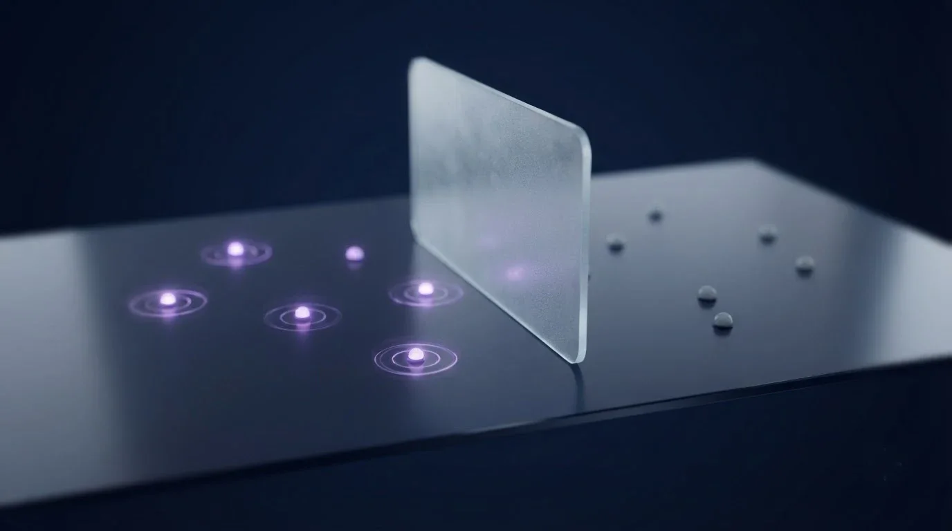 Glowing test-group nodes separated from dim holdout nodes by a glass divider, illustrating a city-level incrementality test